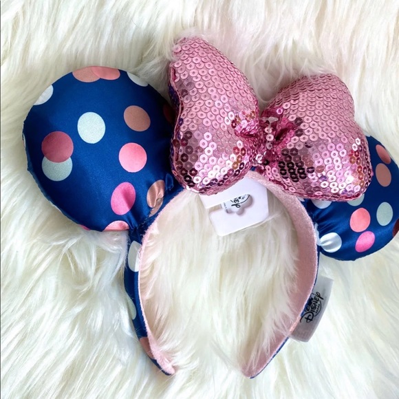Minnie Mouse Navy Blue Polka Dots Ears - Picture 6 of 8